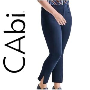 CAbi Size 12 Classic Navy Ponte Knit Barrister Trouser Welt Pockets